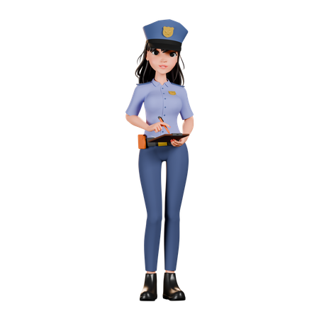 Female Police Officer Taking Notes  3D Illustration