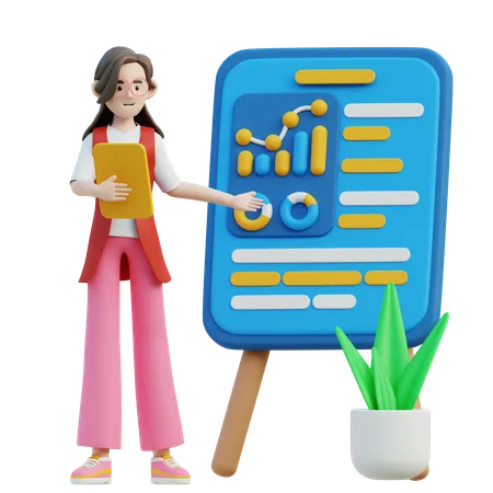 Female Presenting Data  3D Illustration