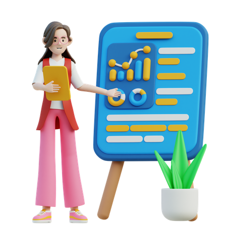 Female Presenting Data  3D Illustration