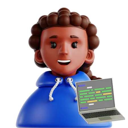 Female Programmer  3D Icon