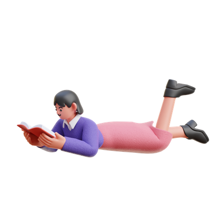 Female Reading A Book While Sleeping 3D Illustration