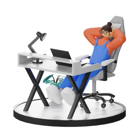Female relaxing after working  3D Illustration