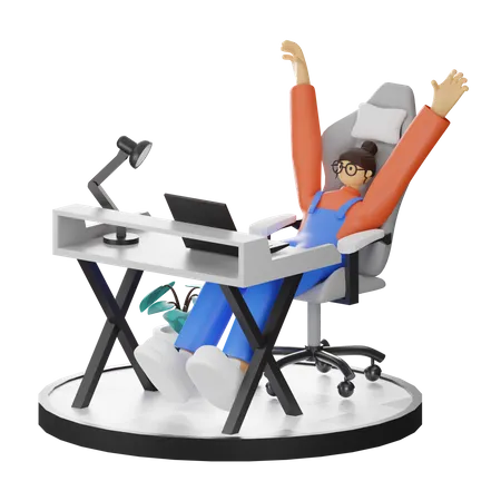Female relaxing after working  3D Illustration