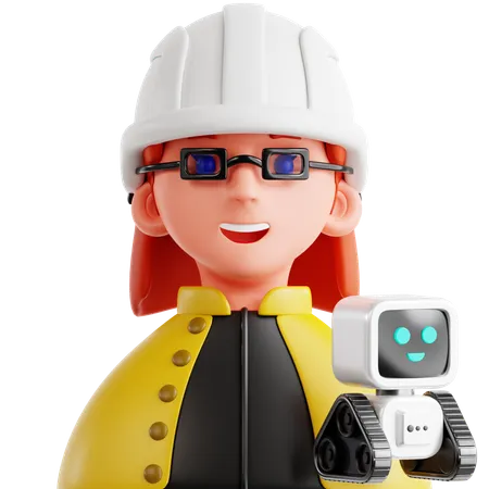 Female Robotics Expert  3D Icon