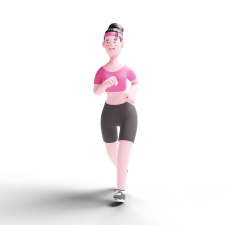 Female runner running  3D Illustration