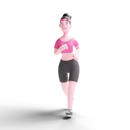 Female runner running  3D Illustration