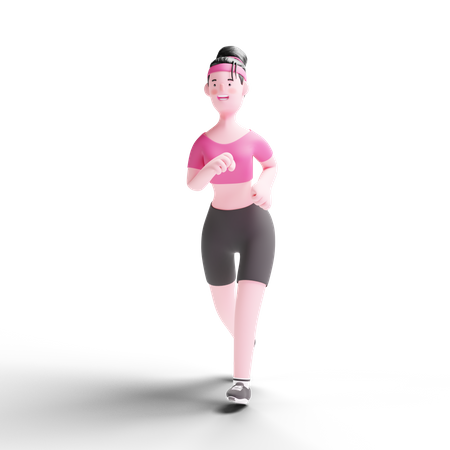 Female runner running  3D Illustration