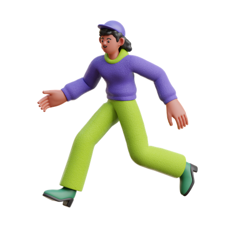 Female Running Fast  3D Illustration