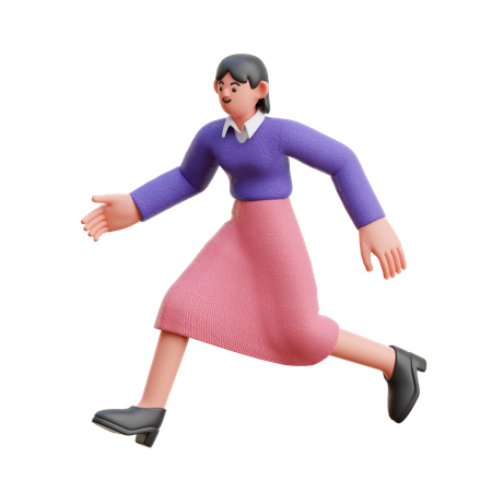 Female Running Fast  3D Illustration