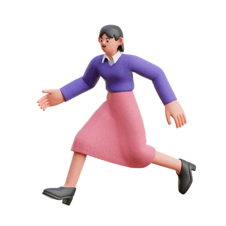 Female Running Fast  3D Illustration