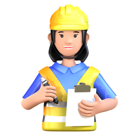 Female Safety Inspector  3D Icon