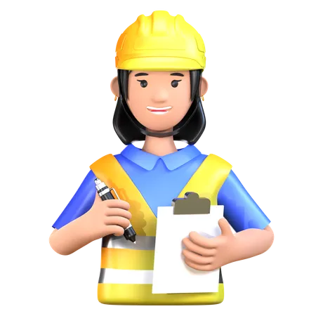 Female Safety Inspector  3D Icon