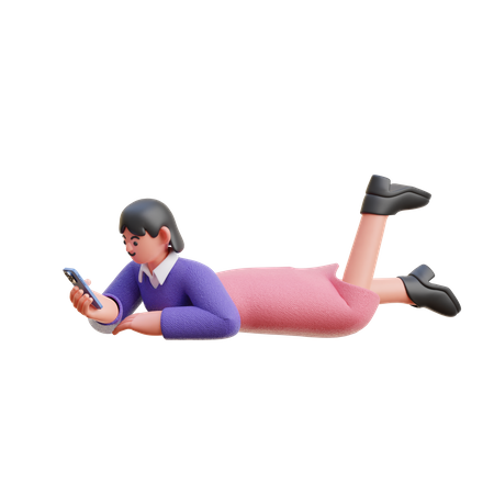 Female Scroll Social Media While Sleeping  3D Illustration