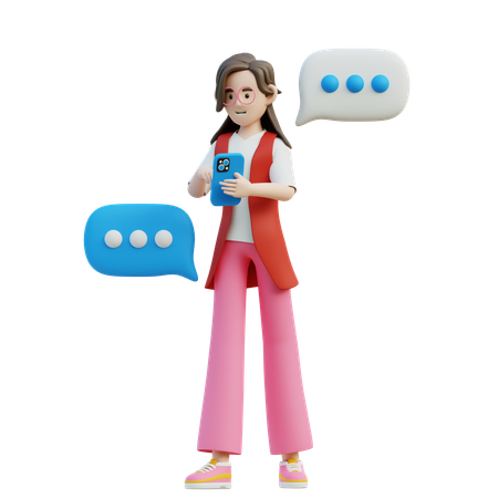 Female Send Messages  3D Illustration