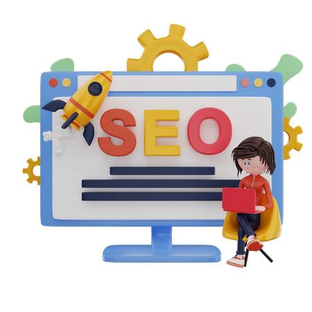 Female SEO Analyzer  3D Illustration