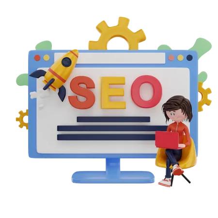 Female SEO Analyzer  3D Illustration