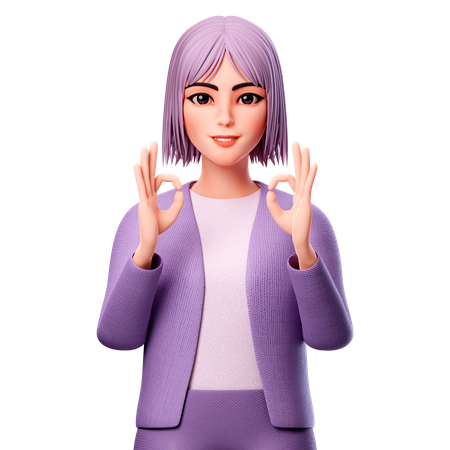 Female Showing Ok Gesture  3D Illustration