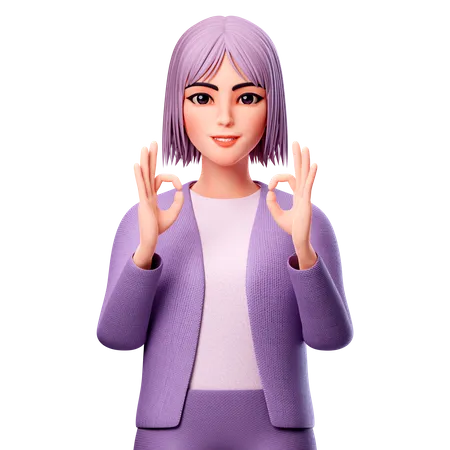 Female Showing Ok Gesture  3D Illustration