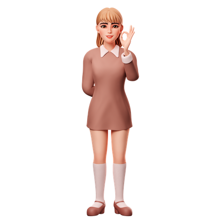 Female Showing Ok Gesture  3D Illustration