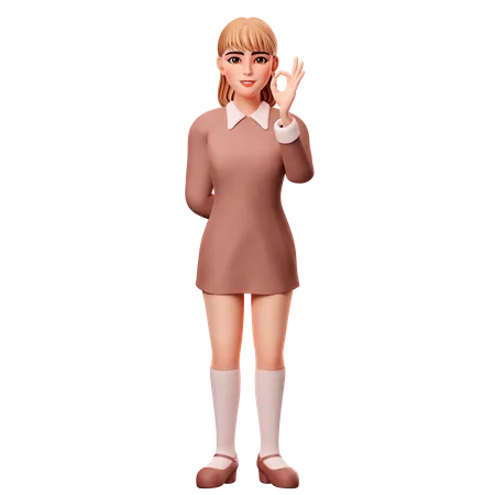 Female Showing Ok Gesture  3D Illustration