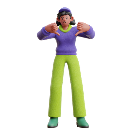 Female showing Thumbs Down  3D Illustration