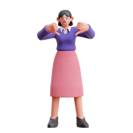 Female showing Thumbs Down  3D Illustration