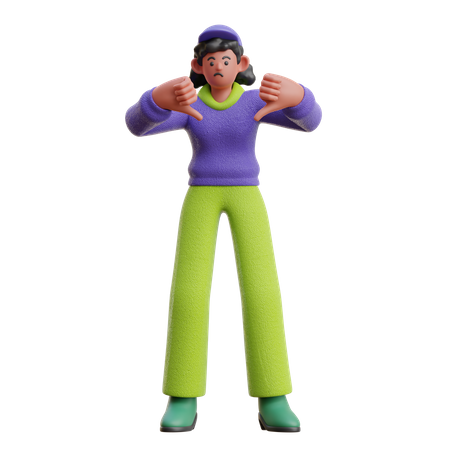 Female showing Thumbs Down  3D Illustration