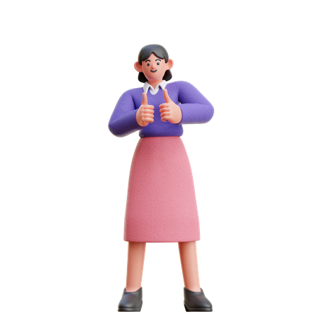 Female showing Thumbs Up  3D Illustration