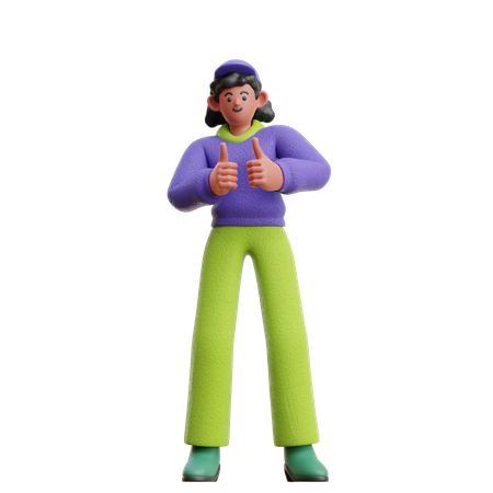 Female showing Thumbs Up 3D Illustration