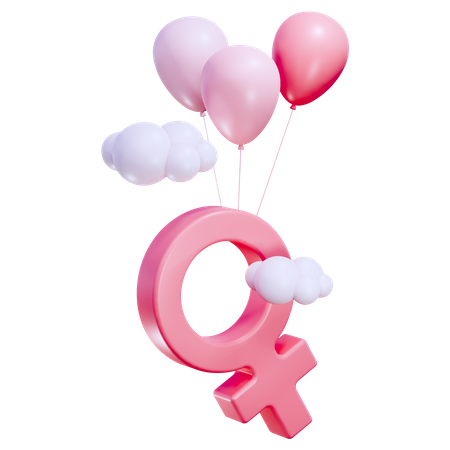 Female Sign with Balloons  3D Icon