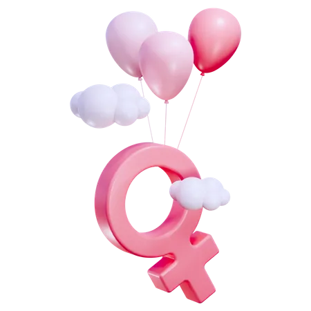 Female Sign with Balloons  3D Icon