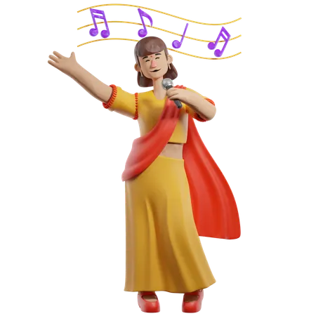 女性歌手が歌う  3D Illustration