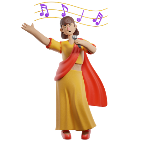 Female Singer Singing  3D Illustration