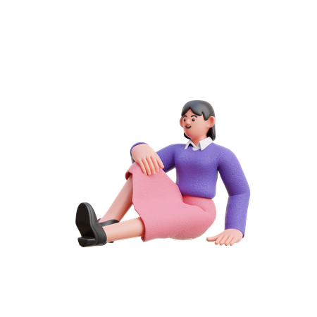 Female Sitting Down Relax  3D Illustration