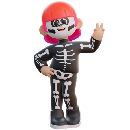 Female Skeleton Costume  3D Illustration