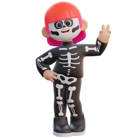 Female Skeleton Costume  3D Illustration