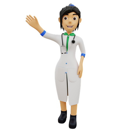 Female specialist doctor waving hand  3D Icon