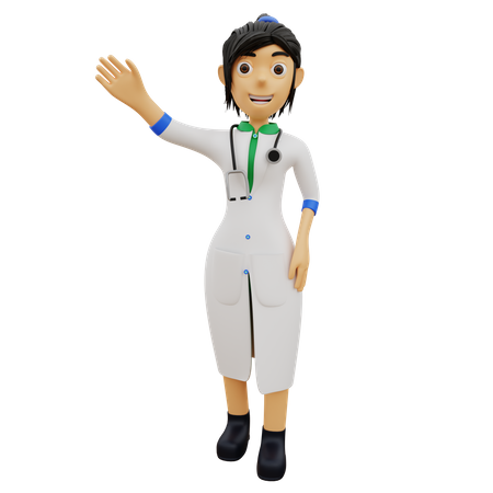Female specialist doctor waving hand 3D Illustration