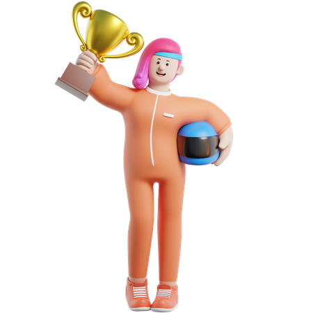 Female Sport Car Racer  3D Icon
