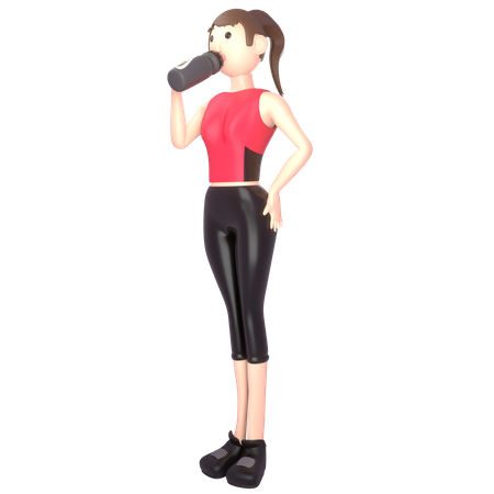 Female sports person drinking energy drink  3D Illustration