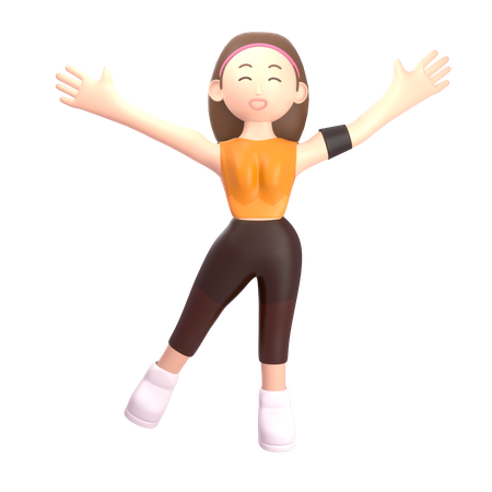 Female Sportsperson doing exercise 3D Illustration
