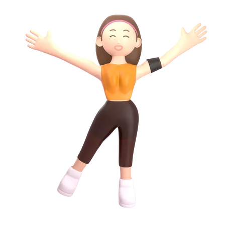 Female Sportsperson doing exercise  3D Illustration