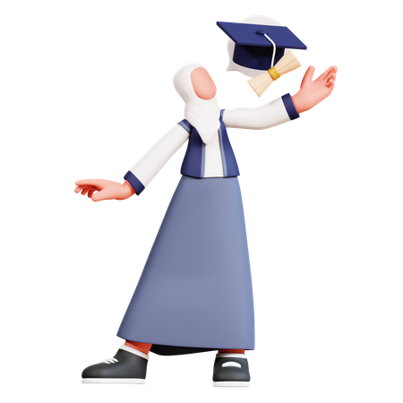 Female Student Getting Graduation Degree  3D Illustration