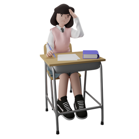 Female student giving exam  3D Illustration