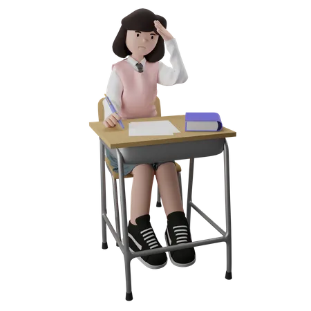 Female student giving exam  3D Illustration