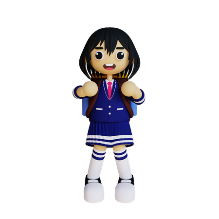 Female student going to school  3D Icon
