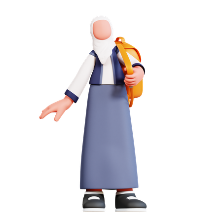 Female Student Holding Bag  3D Icon