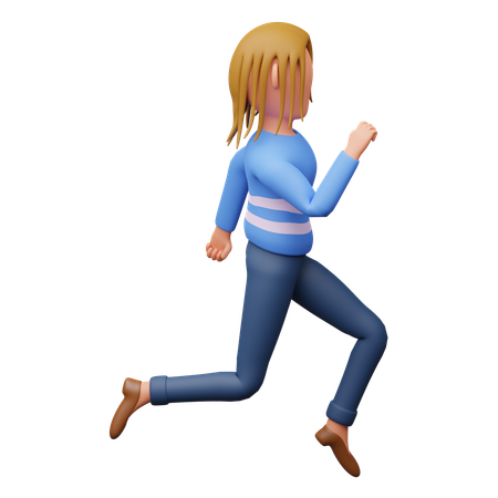 Female Student Running  3D Illustration