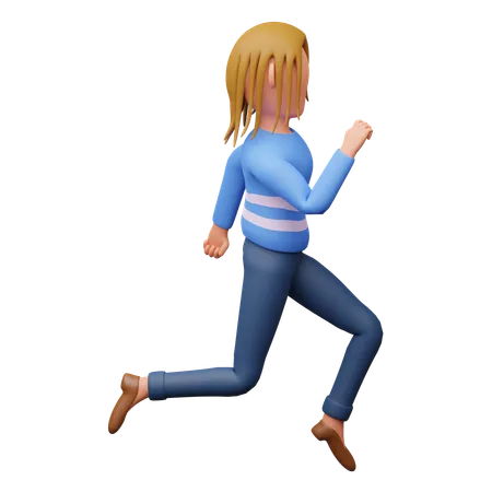 Female Student Running  3D Illustration