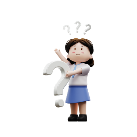 Female student with a question  3D Illustration